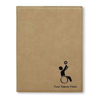 Large 9.5" X 12" Portfolio Notepad, Wheelchair Basketball, Personalized Engraving Included (Light Brown)