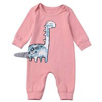 Ugthe Infant Clothing Kids Girls Cute Dinosaur Print Soft Cotton Long Sleeve Antumn Jumpsuit Romper - 3-6M