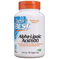 Doctor's Best Alpha-Lipoic Acid, Non-GMO, Gluten Free, Vegan, Soy Free, Helps Maintain Blood Sugar Levels, 600 mg 180 Veggie Caps