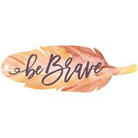 P. Graham Dunn Be Brave Feather Watercolor Brown 3 x 1 Wood Hanging Gift Wrap Tag Charm