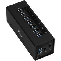 Xcellon 7-Port Powered USB 3.0 Aluminum Hub (Black)
