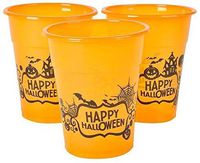 Halloween Orange Happy Halloween Plastic Party Reusable Cups - Bulk Pack of 50, 6", 8oz. Cups by Neliblu