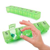 Pivit Weekly Pill Organizer | BPA Free Travel 7 Day Pill Box Case | 2 Pack | Easy Open Design and Large Compartments to Hold Vitamins, Pills, Supplements, Fish Oil and Medication (Green)
