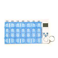 Pill Dispenser Pill Box with Alarm Electronic Medication Reminder, Travel Pill Organizer (Seven Days A Week /4 Times A Day),with Portable Elderly Medicine Reminder,Blue