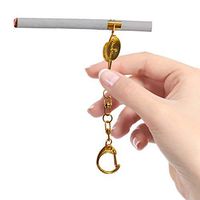 Cigarette Holder Clip, Functional for Cigarette, Rolled Tobacco, Blunts, Weed and Cigars. Made from a high Quality Stainless Steel. A Durable Carabiner Keychain Smoke Holder. (Gold Key Chain)