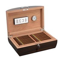 Humidors Cigar Double Cigar Box Cedarwood Humidifier Can Accommodate 150 Cigars Equipped with Humidifier and Thermometer Gift (Color : Brown, Size : 182641.5cm)