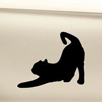 Nashville Decals Cat Stretching Vinyl Decal Laptop Car Truck Bumper Window Sticker - Black