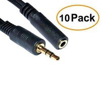 ACL 25 Feet 3.5mm Stereo Male to Female Extension Cable Gold Plated Connector, 10 Pack