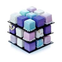 Ikevan 3D Metal Cube Cake Mold Three-Layer Rotation Mousse Cake Dessert Bake Mould Maker Pastry Maker Tool (Shipping from USA)