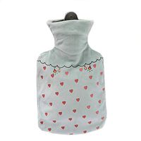 LLQ Hot Water Bottle with Cover, Winter Lovely Hand Warmer 1 Liter Hot Water Rubber Bag Reusable Portable Hot & Cold Therapies Pain Relief - Green