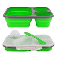 Gourmet Home Collapsible Eco 3-Section Lunch Kit with Condiment Holder Green