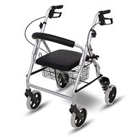 Seat & Roller Bar Covers Walker Patient Rehabilitation Cart Walker 4 Rounds of Elderly Grocery Shopping Cart Folding and Easy to Carry (Color : Silver, Size : 6759cm)