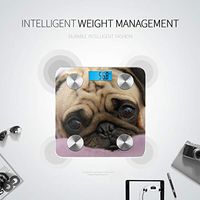 Bluetooth Scale Digital Weight Cute Pug Dog Puppy Snout Eyes Pattern Body Weight Scale Body Fat Composition Monitor Analyzer with Smartphone App for Body Management-396lbs