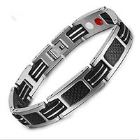 Men's Titanium Steel Bracelet 4 in 1 Stainless Steel Quantum Bracelet 4 Element Magnetic Bracelet Adjustable
