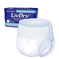 LivDry Adult S Incontinence Underwear, Overnight Comfort Absorbency, Leak Protection, Small, 18-Pack