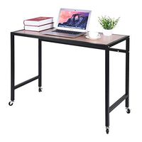 Mobile Computer Desk Portable Durable Home Office Desk Fixable Rolling Wheels Writing Table,Ship from US Warehouse