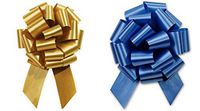 Christmas Hanukkah Gift Wrap- Royal Blue & Gold, Silver or White Satin Pull Bows Value Pack - 12 Pcs (Royal Blue & Gold)