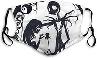 OIVU 3 Nightmare Before Christmas Jack and Sally Mouth Guard with Filter Unisex Anti-Dust Washable Reusable Mouth Guard for Kids Teens Adults,Black,Medium