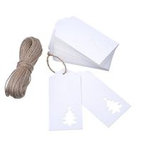 Outus 100 Pieces Kraft Paper Gift Tags Hollow Christmas Tree Design with 66 Feet Twines for Wedding Favor Christmas (White)
