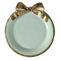 European style Round Dinner Plate Dishwasher Microwave Safe Bow tie Bowl Plate Dish (green)