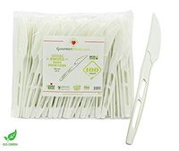 [100 COUNT] 6.5" Knife Disposable PLA Compostable Utensils for Soup Event Picnic Appetizer Party Tasting (6.5 inch Long, Sustainable Cutlery Made of Corn, Dye Free, Heat Resistant)