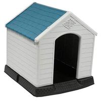 no!no! Plastic Indoor Outdoor Dog House Small to Medium Pet All Weather Doghouse Puppy Shelter White, Blue Roof