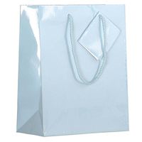 JAM PAPER Glossy Gift Bags with Rope Handles - Medium - 8 x 4 x 10 - Baby Blue - 6 Bags/Pack