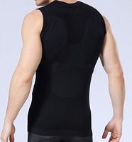 Men Body Shaper Tops Slimming Waist Underwear Vest Back Posture Corrector Control Abdomen,Black,M