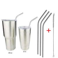 Unionm Metal Straws, Stainless Steel Straws, Reusable straws, Metal Straws For Drinks, for 20oz 30oz Tumblers, 8.5" Diameter 6mm (3 Bent |1 Brush) (3pcs Stainless Steel Drinking Straws + 1pc Brush)