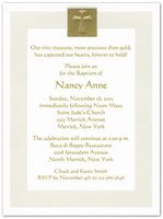 Gold Foil Cross and Pearl Border Baptism Christening Invitations - Set of 20