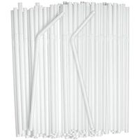 [380 Pack] Individually Wrapped White Plastic Flexible Drinking Straws