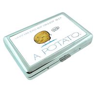 Potato Humor Em1 Hip Silver Cigarette Case Id Holder Metal Wallet 4" X 2.75" RFID Protection