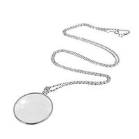 Magnifier Necklace Pendant Chain Magnifier 5X Hanging Reading Magnifying Glass Pocket Magnifier Loupe Magnifying Monocle Long Necklace Pendant for Women Men