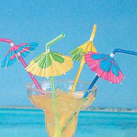12 Multicolored Cocktail Parasol Umbrella Straws