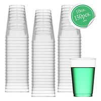 Clear Disposable Plastic Cups 10 Oz. Pack Of (150) Fancy Hard Plastic Cups - Party Accessories - Wedding - Cocktails- Tumblers