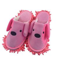 Frjjthchy Warm Fuzzy Home Slippers Dust Cleaning Mop Slippers Women and Men House Cleaning Tool for Bedroom Office (Pink)