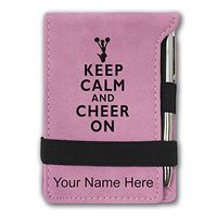 Mini Notepad, Keep Calm and Cheer On, Personalized Engraving Included (Pink)