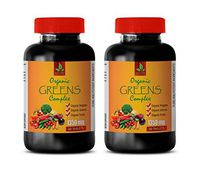 Greens Supplement Organic - Greens Complex Organic 1350 MG - Strawberry Extract Supplement - 2 Bottles 120 Tablets