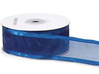Navy Wired Satin Edge Sheer 1-1/2"x25 yds 100% Nylon Ribbon (5 Spools) - WRAPS-19322