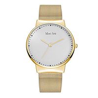 Mens Watches,Fxbar Simple Men's Casual Quartz Stainless Steel New Strap Watch Analog Wrist Watch Bracelet Watches(Gold)