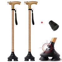 UPANV Walking Stick with Four-Foot Anti-Slip Walking Crutches Made of Aluminum. with LED Light,Walking Stick for Seniors and The Disabled,Woodcolor