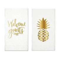 Everyday Bathroom Guest Towels, Disposable Paper Buffet Napkins, Set of 2 Packages of 16 (Welcome Guests)