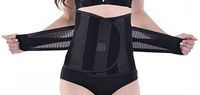Panegy Womens Adjustable Waist Trimmer Belt Back Lumbar Support Postpartum Protecting Stretchy Waistband Belt Stomach Body Wrap Size L - Black