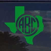 Texas Custom Circle Monogram Initials Vinyl Decal Sticker for Cars YETI Cup Laptop (3"x3", Green)