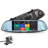 KIKBLW Rearview Front and Rear Dual Lens, 7" Touch Screen Dash Cam Android 5.0 Car DVR GPS Navigation Car Video Recorder Rear View Camera Mirror G-Sensor ADAS