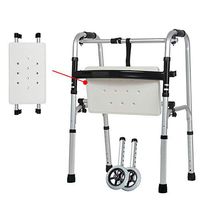 J&W Standard Walkers Folding Deluxe with Front 5" Wheels, Adjustable Height and Massage Cushion(Short, Standard, Tall People)