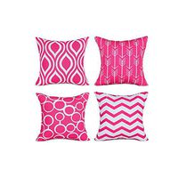 Geometric Printed Decorative Pillow Case - Sofa Car Seat Decor Waist Throw Cushion Cover 4PCS 18" x 18", Hide Zip Closure