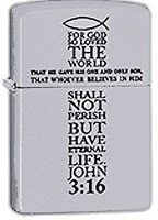 John 3:16 Gospel of John Christian Cross Chrome Zippo Lighter