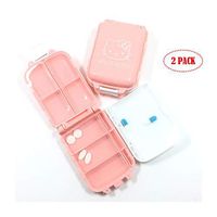 Cute Pill box Cartoon Hello Kitty Cat Pocket Pill Organizer Pink Daily Pill Box, 8 Compartments Travel Pill Organizer For Women Kids Pill Box Cartoon Hello Kitty Weekly Pill Box 7 day Small Pill Box