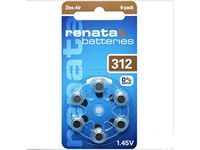 Renata Hearing Aid Battery ZA 312 Maratone Zinc Air Hearing Aid Pack of 6 pcs (1 Pack of ZA 312)